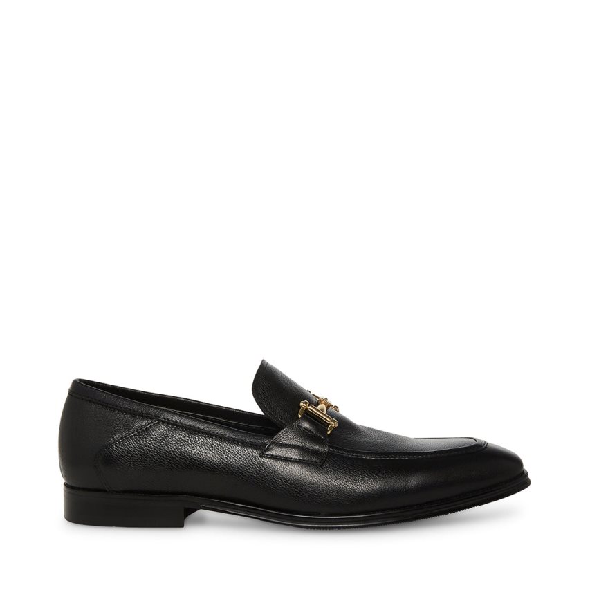 Black Steve Madden Archee Leather Men\'s Loafers | PH 3718KCL